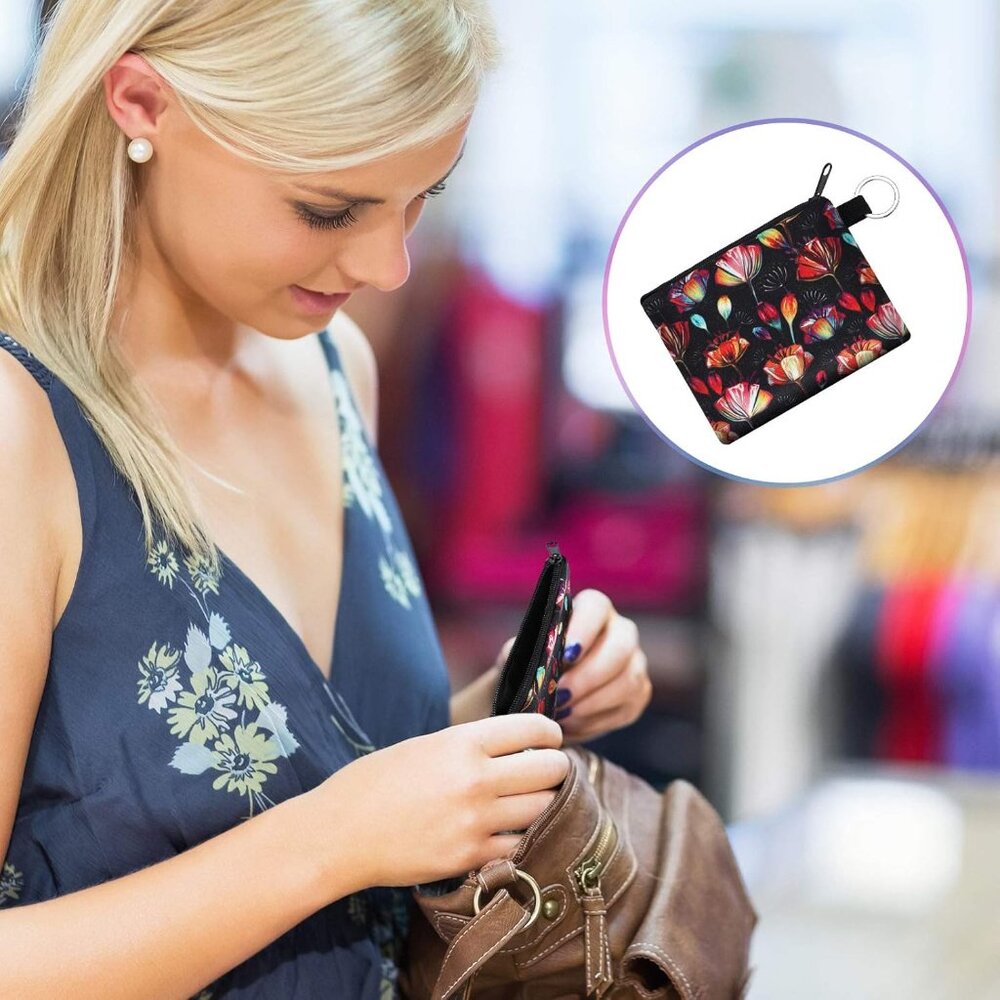10 Pieces Small Coin Purse Boho Change Purse Pouch Mini Wallet Coin Bag with Zip - Picture 5 of 7